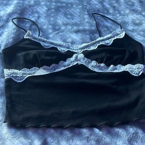 Contrast Lace Detail Crop Cami Top